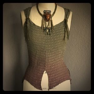 Dip Dyed Ombré Silk Crinkle Blouse